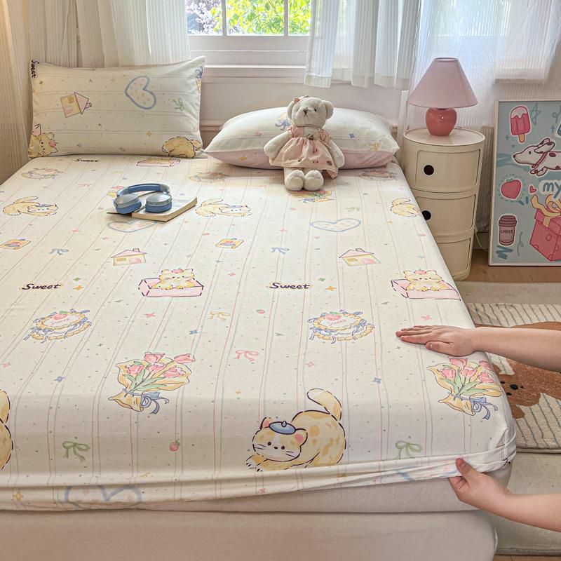 Soft Fitted Sheet Pure Cotton Bed Cover Single/Twin/Queen/King Size Bedsheet Non-slip Bed Linen sabanas (Pillowcase Need Order)