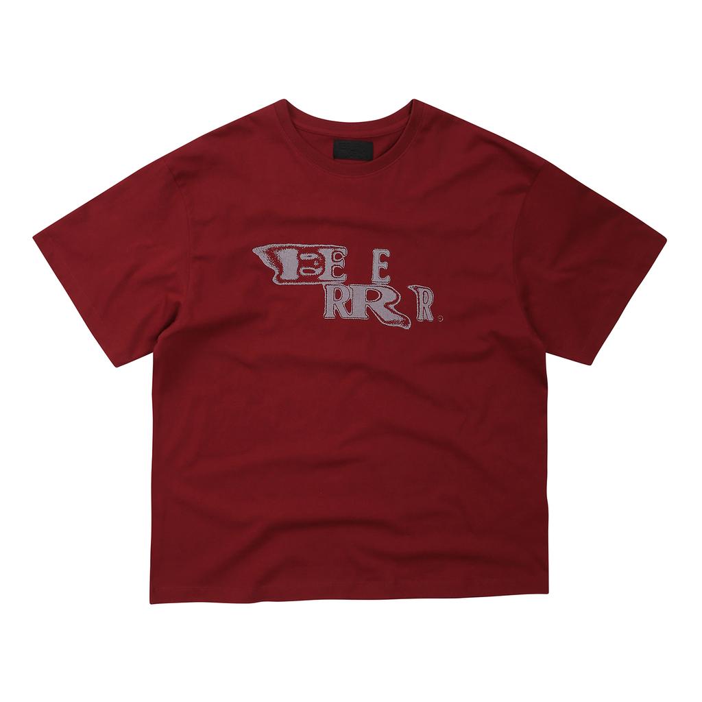 EEERRR Eeerrr Distorted Logo Over-Crop Fit T-Shirt (Wine)