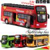 1/32 skala Buss Leksak Sightseeing Dubbeldäckare Stadsbuss Öppen Toppmodell Formgjuten metall Bilar Leksak Formgjutna Dra tillbaka Fordon Minimodell Ljus och musik