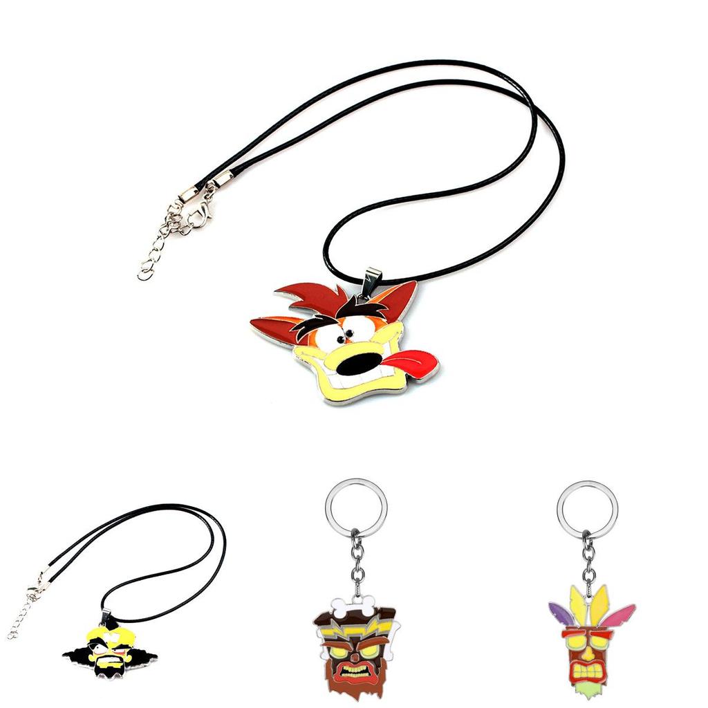 Portachiavi Ciondolo Action Figure Crash Bandicoot di Qualità Premium Maschera Aku Dr Neo Cortex