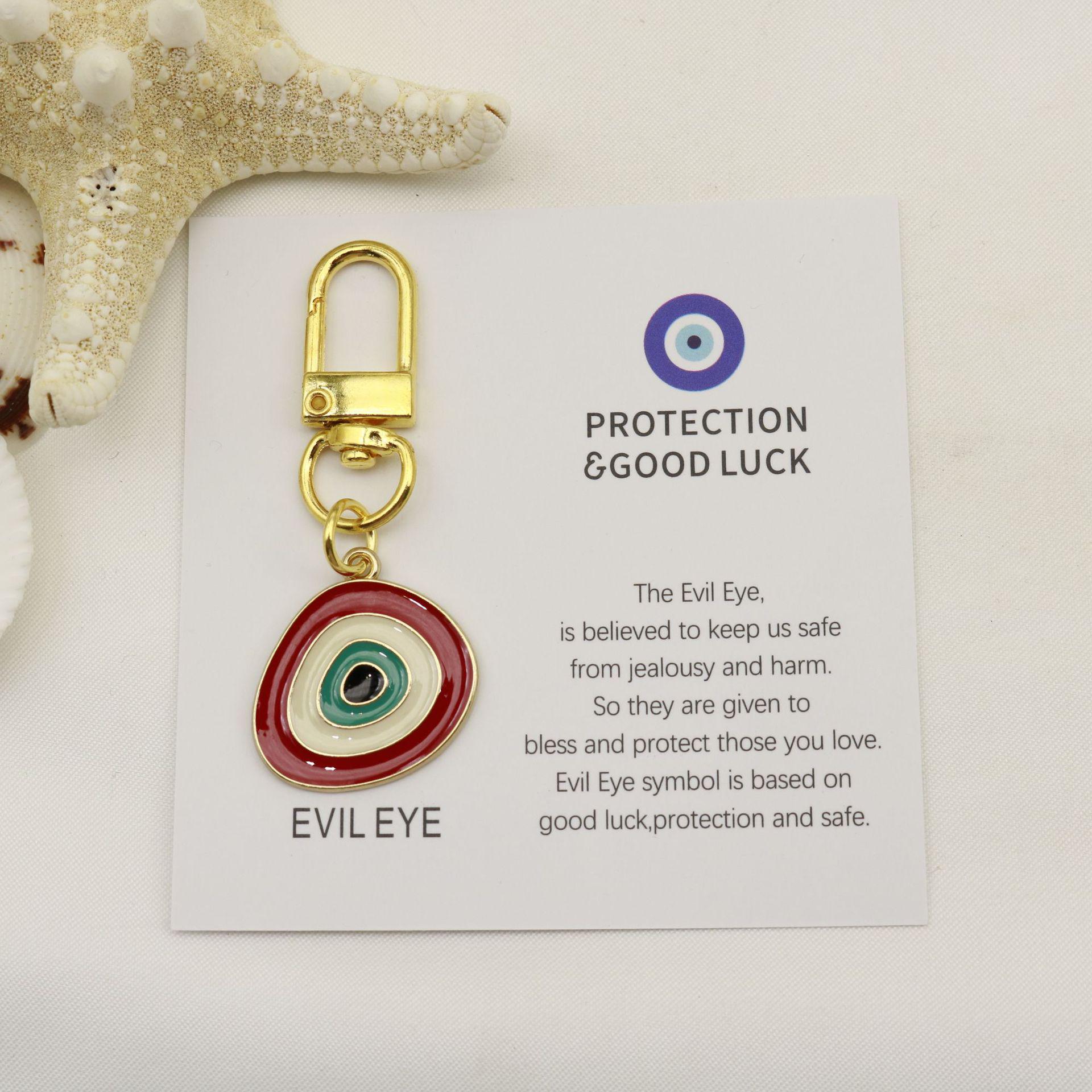 Blue Evil Eye Keychain Pendant with Good Luck Card