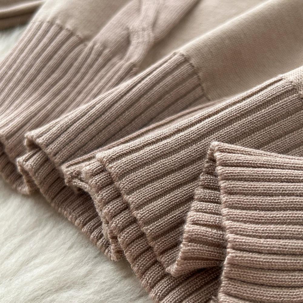 Autumn Winter Sweet Bow Jacquard Sweater and Pants Two-Piece Set Women's Knitted Cardigan High-Waisted Wide-Leg Pants Suits