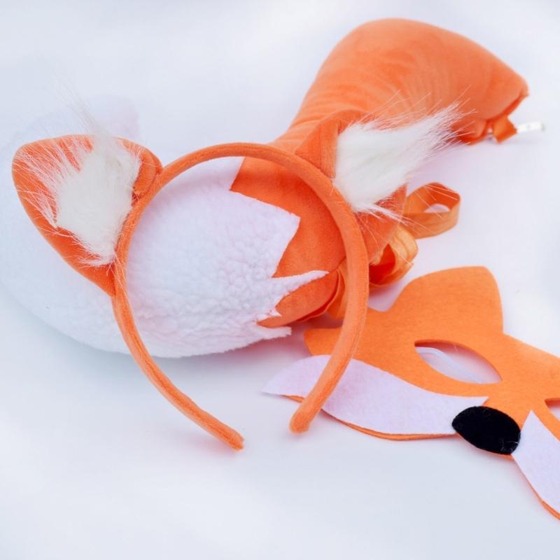 Foxes Tail and Ears Set Faux Tail Set Ears Headband Long Tail Furry Tail Ear Headband Hair Hoop