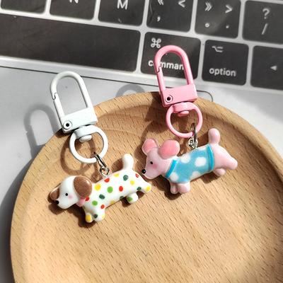 Resin Cute Colorful Dachshund Puppy Keychains For Women Men Funny Cartoon Dog Animal Pet Bag Airpods Box Car Key Ring Jewelry