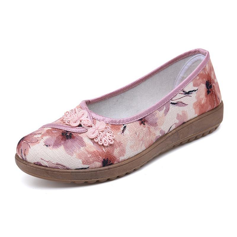 ****** und Herbst Alte ******* Stoffschuhe Damen Einzelschuhe Atmungsaktiv Flache Sohle Bestickte Schuhe S**t Sohle Ein Pedal Mama Schuhe