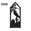 Festive Atmosphere Lighting Halloween Candle Holder, Gothic Hollow Silhouette Holder for Tea Lights, Dark Decorative Ghost Style Pumpkin Cat