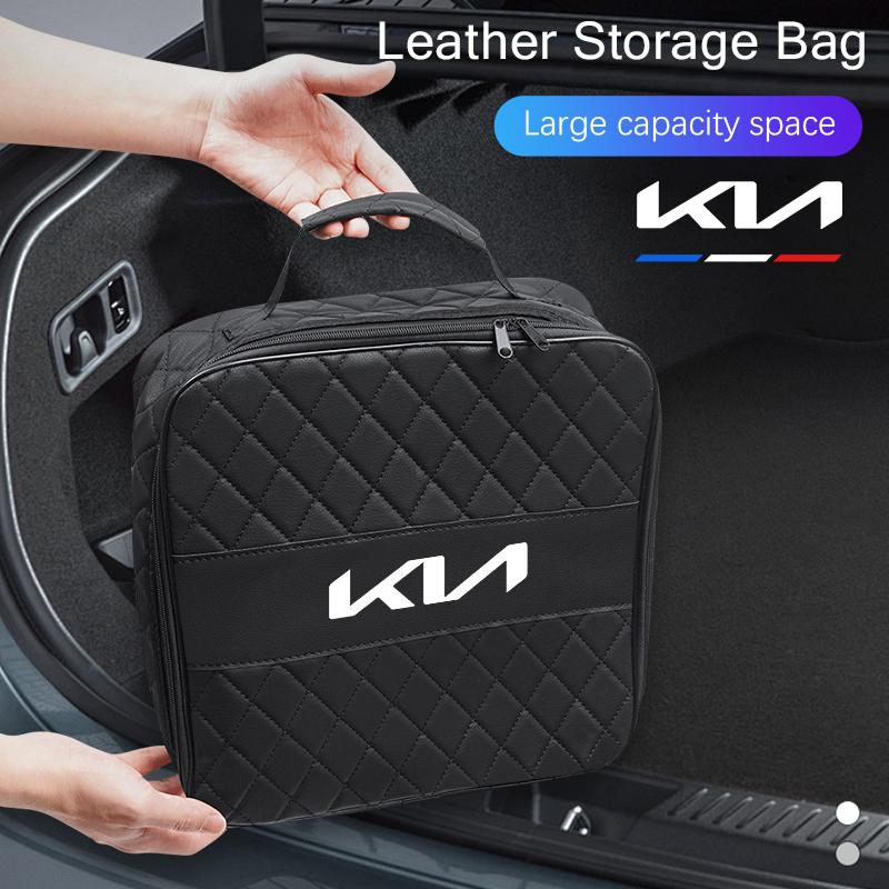 Car Leather Storage Bag High-capacity Auto Trunk Handbag For KIA K3 Sportage Carnival K5 Seltos Pegas KX1 EV5 Sonet EV6 K4 EV3
