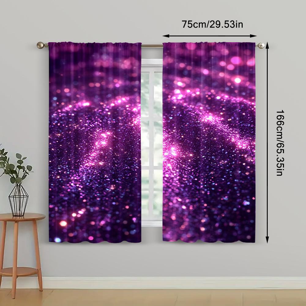 2pc,  Party Curtains Pink Abstract Star Machine Washable Polyester,Without Electricity Wall Decor Applies to Holiday Parties