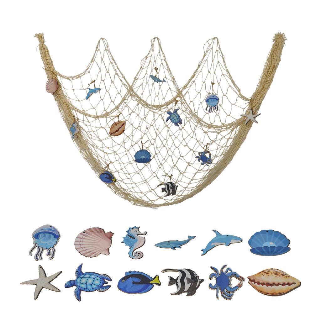 Natural Wall Decor with Colorful Shells 0 Natural - Theme Mediterranean