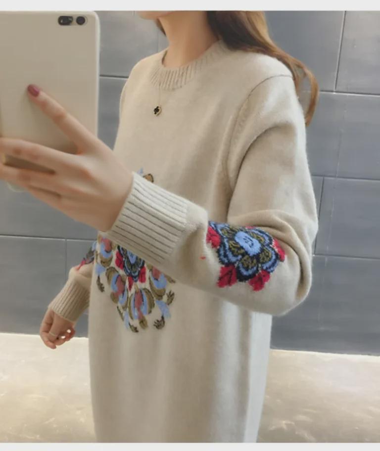 Women's 2024 Autumn/Winter Loose Knit Sweater - Thick, Trendy, Medium-Long Design