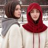 Warm Drawstring Balaclavas Hat Solid Color Winter Neckerchief Drawstring Knitted Hat  Streetwear