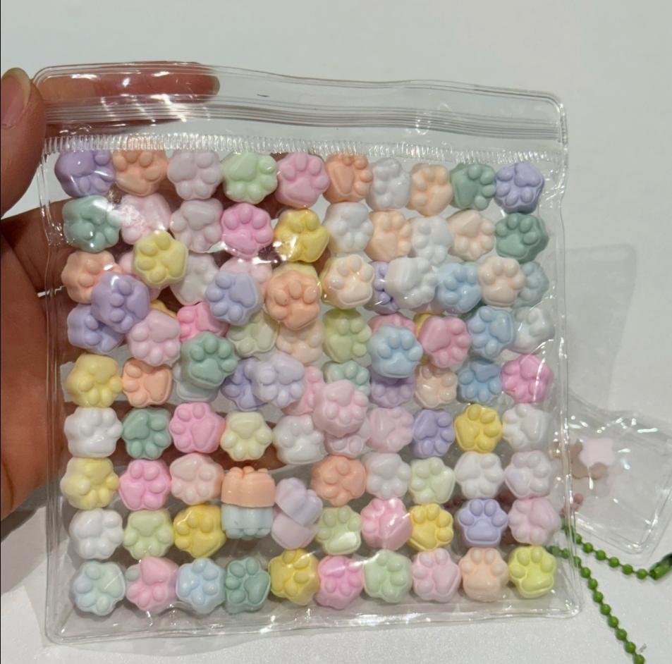 100pcs Kawaii Mini Cat's Paw Squishy Toy Silicone Soft Colorful Cat Paw Mochi Stress Relief Squishy Fidget Toy for Adult Gift