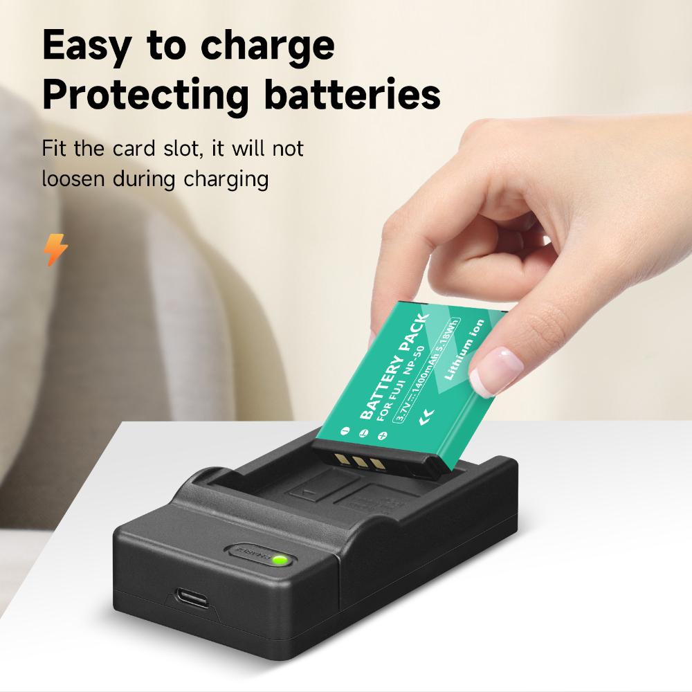 PALO 1400mAh NP-50 NP 50 Kameraakku für Fujifilm FinePix XF1 F200EXR F100fd XP100 XP170 X10 X20 XP200 F70EXR + LED-Ladegerät
