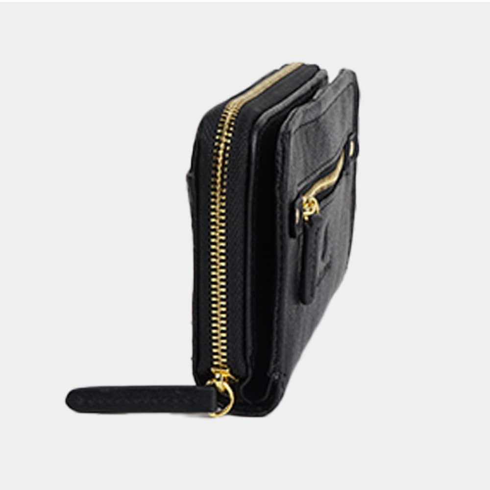 Les.conni Women's Genuine Leather Bifold Wallet with Zip-Around Design, Cowhide Leather, Camel