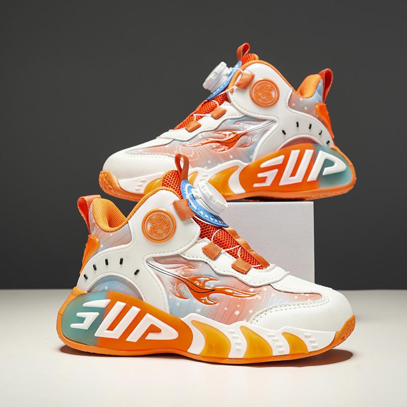 Boys' Shock-Absorbing Leather Basketball Shoes | Non-Slip, Lightweight Sports Sneakers for Big Kids, Fall/Winter 2025