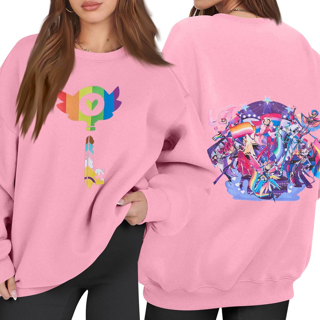 Women's Fashion Long Sleeve Print Round Neck Loose Pullover Sweater Top