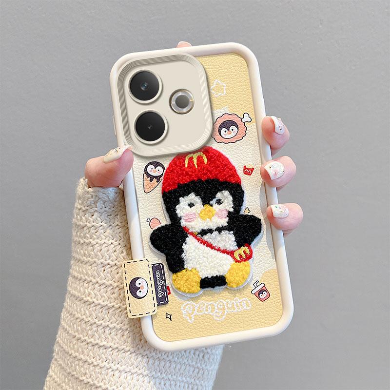 KEYSION Cartoon Cute Plush Embroidery Case for OPPO A5 Pro 5G with Lanyard Silicone Shockproof Phone Cover for OPPO A5 Pro