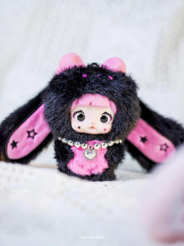 Nommi Plush Mascot Keychain Blind Box Fluffy Exterior Rigid Interior for Standing Includes 3 Rotating Perfect as a Bag Charm or Tabletop Decor 8 Types