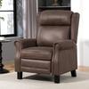 Manual Reclining Relax Armchair Up To 155 Degrees Push Open With Footrest High Back Thick Padding Brown