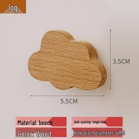 Nordic Star Moon Cloud Children's Wardrobe Handle - Solid Wood