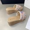 Fashion Female Casual Slingbacks Sandals Glitter PU Wedge Platform Comfortable Sandals for Women Summer Sandalias De Mujer 34-40