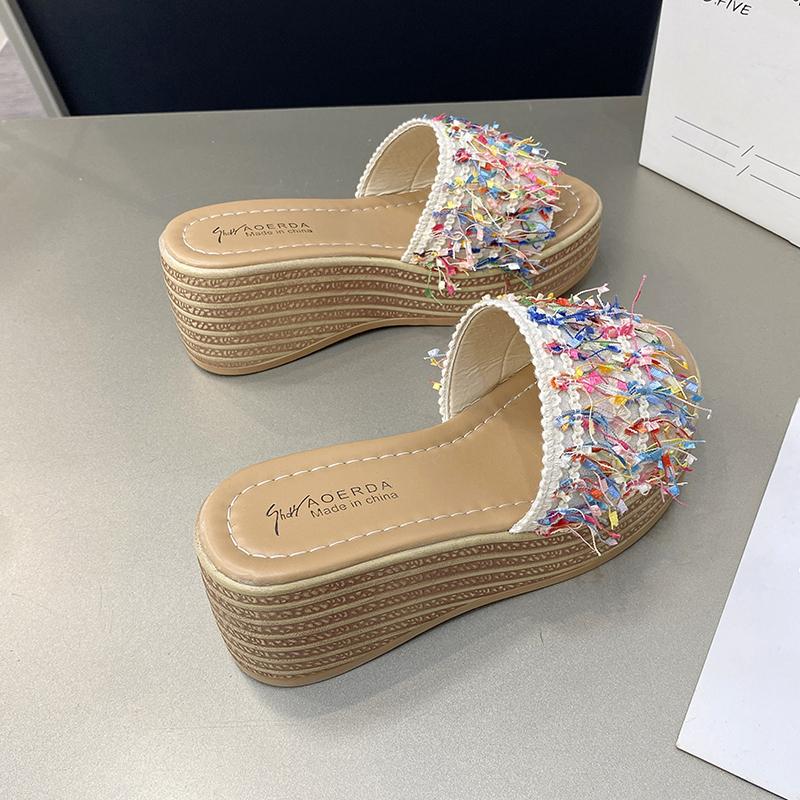 Fashion Female Casual Slingbacks Sandals Glitter PU Wedge Platform Comfortable Sandals for Women Summer Sandalias De Mujer 34-40