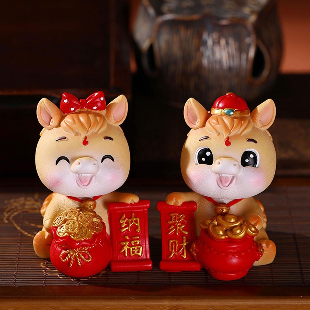 Animal Horse Nodding Resin Statue For Desktop Shelf Or Vehicle Interior Decoration Chinese New Year Gift