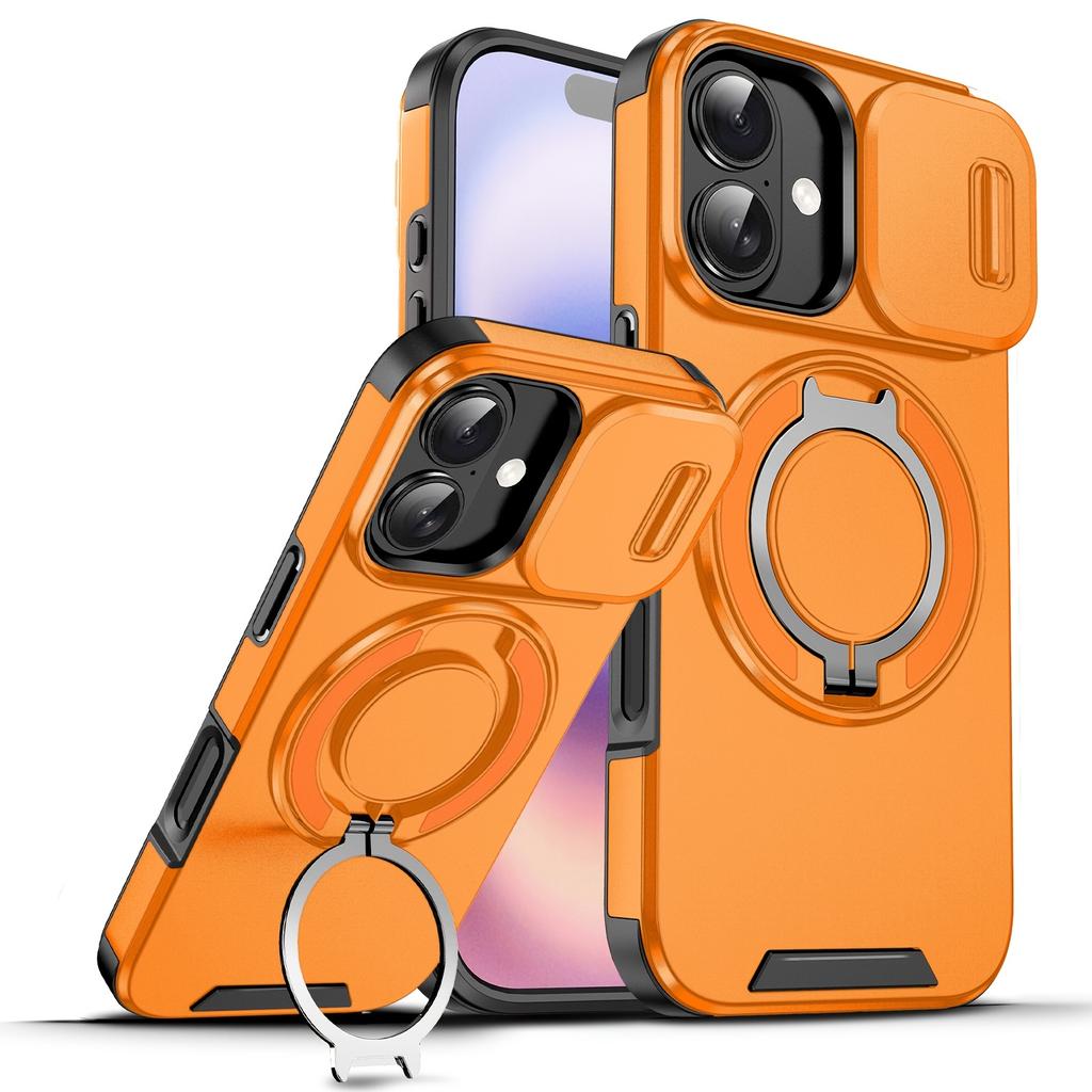Heavy Duty Armor Magnetic Bracket Case for For Iphone 17 16 1 14 13 12 11 Pro Max Plus Slide Camera Protection PC Cover