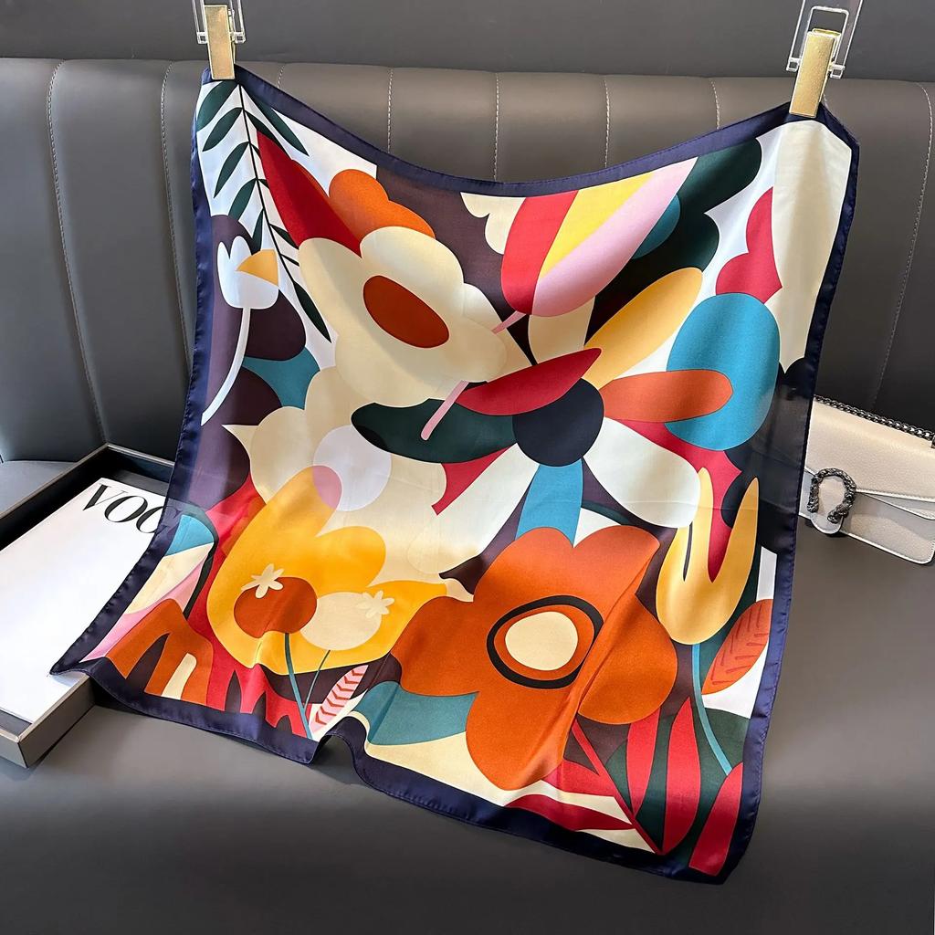 New Fashion Luxury Silk Scarf Bandana Women Hair Bands Square Scarves Neck Tie Bag Scarfs Satin Lady Wrap Headband