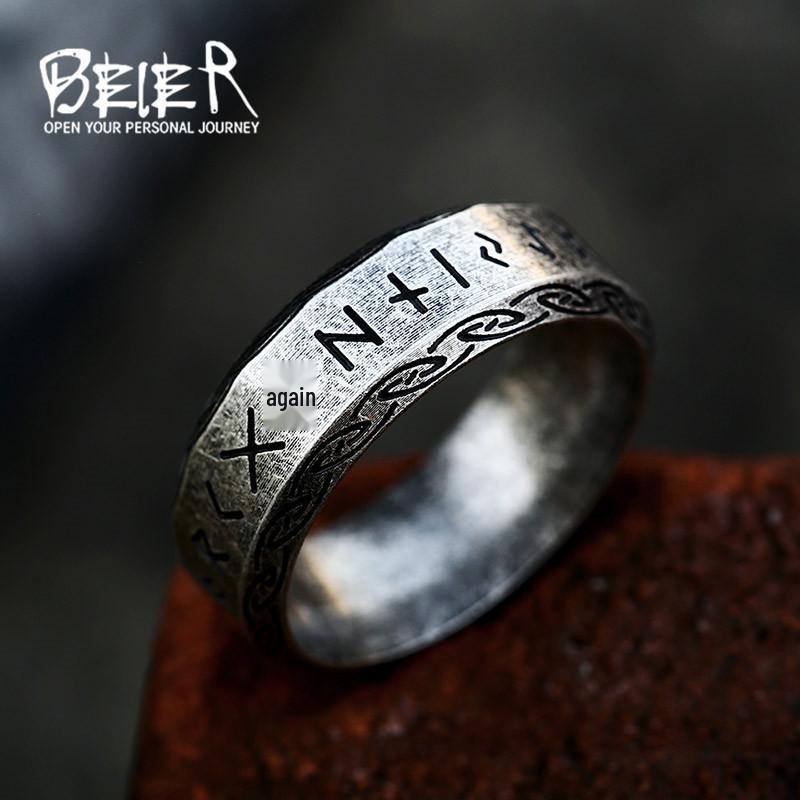 Beier Korean-Style Simple Titanium Steel Men's and Women's Retro Stainless Steel Rings Jewelry