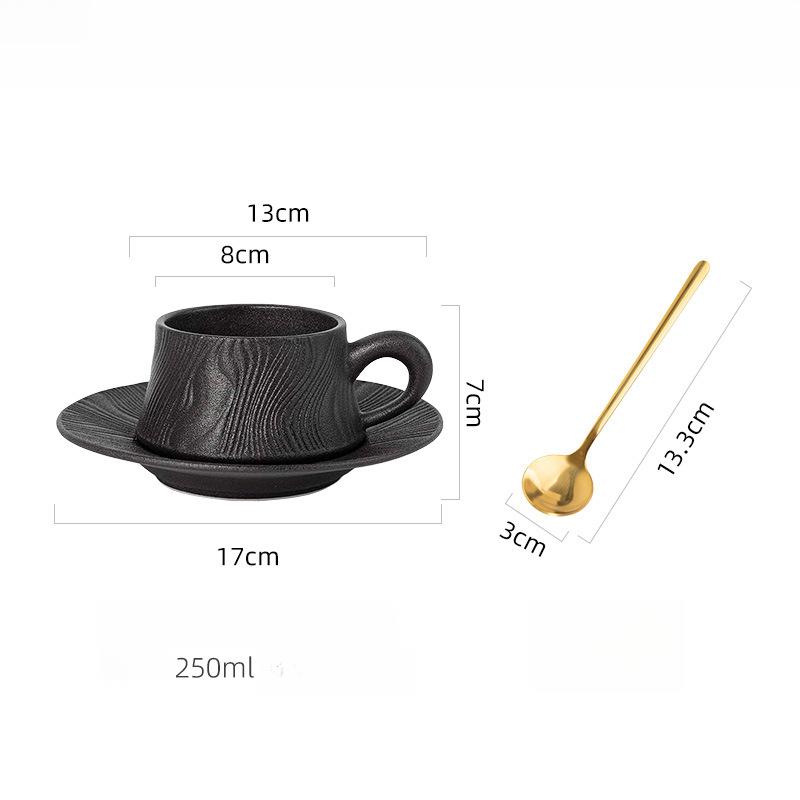 Capuccino Cups with Saucers and Metal Stand, 250ml Ceramic Coffee Cup Espresso Shots Cup Small Coffee Cups, Black and White