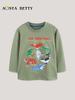 Europäisches Jungen Cartoon Tier Langarm-T-Shirt - Herbst Rundhals Pullover für Kinder