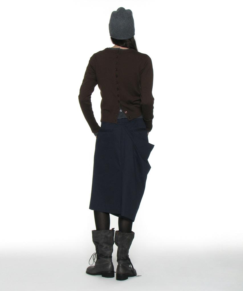 Partimento Woman Asymmetric Drape Panel Midi Skirt_Dark Navy