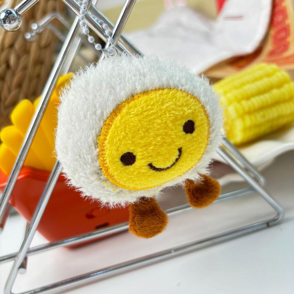 Tecknad Plysch Äggula Emoji Hänge Klistermärke - Handgjord och Bedårande