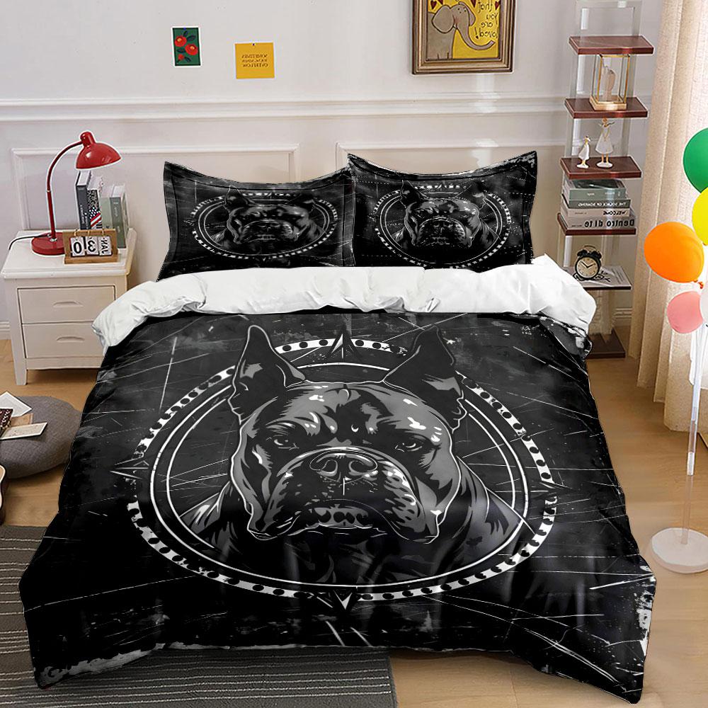 Bulldog Design Three-Piece Set Multiple Sizes Kid'S And Adults' Bedroom Exquisite 3Pc Bedding Set, Gift