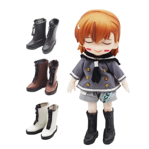 Rakulifey Obitsu 11 Shoes, Boots, OB11 Size Shoes, Obitsu Doll 11cm Accessories, 1/12 BJD Doll Shoes, Birthday Gift, 3 Colors (Black)
