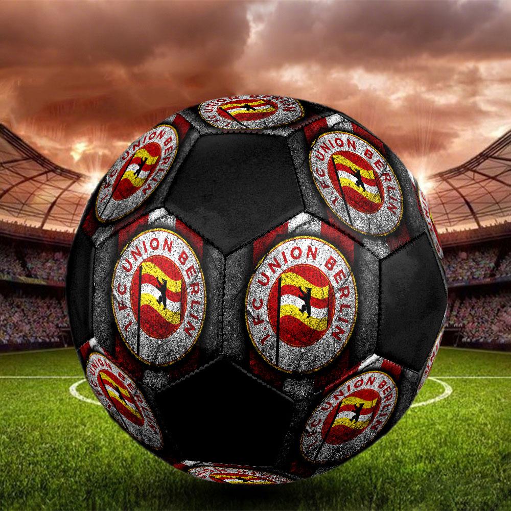 FC Union Berlin Size 5 Soccer Ball, Machine-Stitched PVC, Durable & High Bounce, All Ages Fit, fan merchandise, matches & outdoor use.