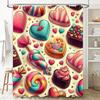 Cute Candy And Chocolate Design Waterproof Shower Curtain For Modern Bathroom Decor, Stylish And Durable, Perfect For Home