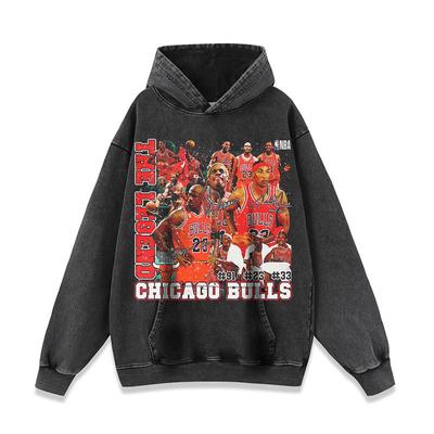 Mens Oversized Cotton Hoodie With Vintage Washed Graphic Print Streetwear Hip Hop Style Fall Casual Wear