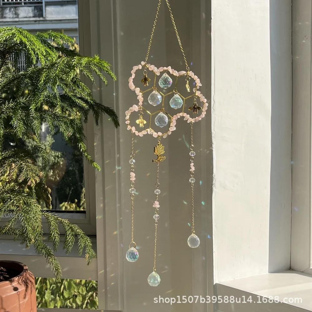 Sunshine Catcher Pendant Customized Wind Chime New Product Big Beehive Little Bee Natural Crystal Sun Catcher