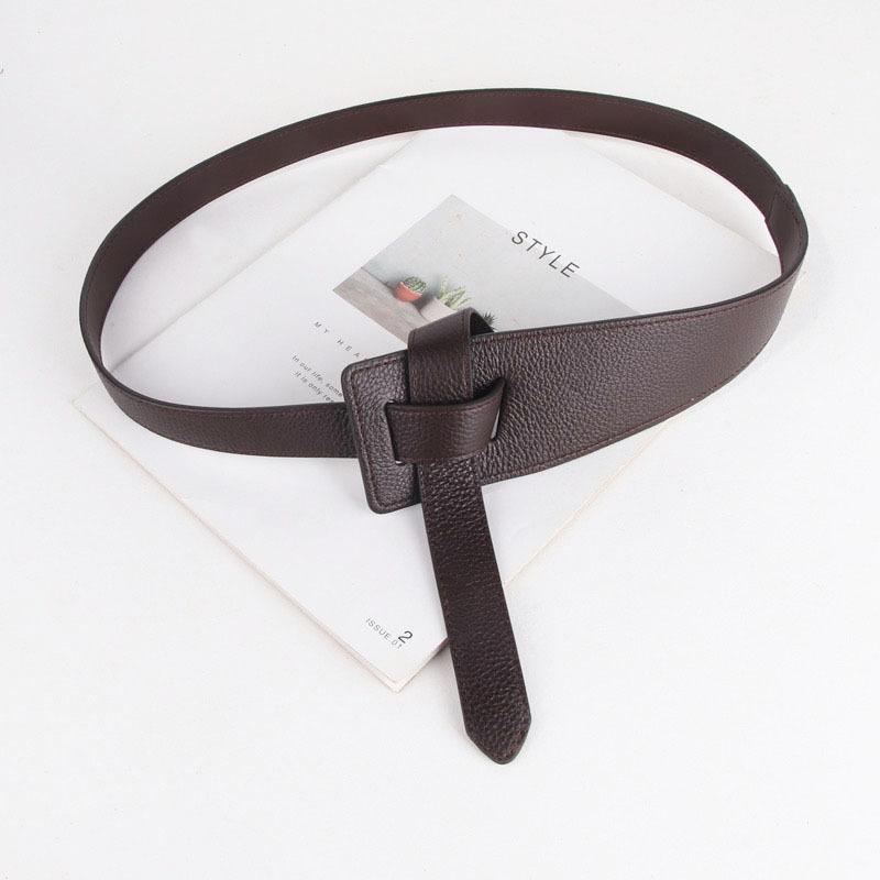 Retro Design Women Belt Fashionable Korean Style Women's Faux Leather Belt Irregular Shape Adjustable Knot Long for Suit