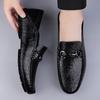 Fashion Handmade Genuine Leather Men Shoes Italian Lightweight Loafers Men Light Casual Shoes Non-slip Driving Footwear High-end Flats