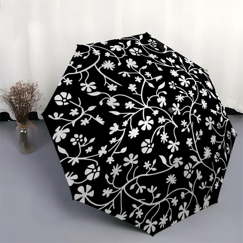 1pc Floral Mandala Pattern Umbrella with Plastic Handle,Compact & Stylish,Suitable for All Seasons YS331072