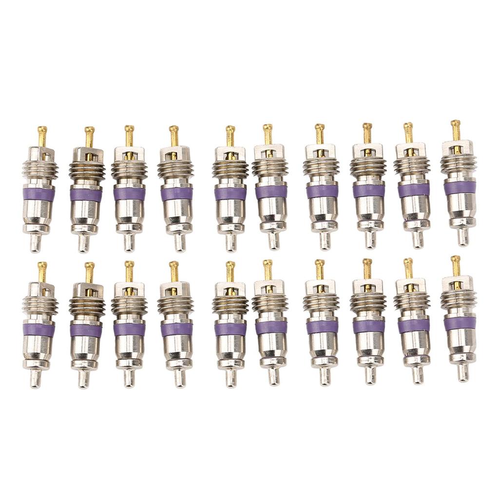 Air Conditioner Valve Stem Core Easy Installation Shockproof 26.8mm Length 20pcs Aluminum Alloy and