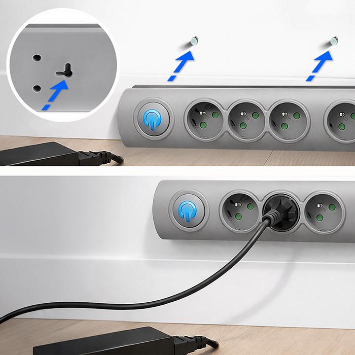 Qoltec Surge Protector Power Strip | 5 Sockets | 1.8m | Gray