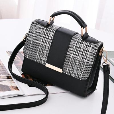 Splicing Small Square Bag Female New Fashion Plaid High Quality Casual Joker Shoulder Bag