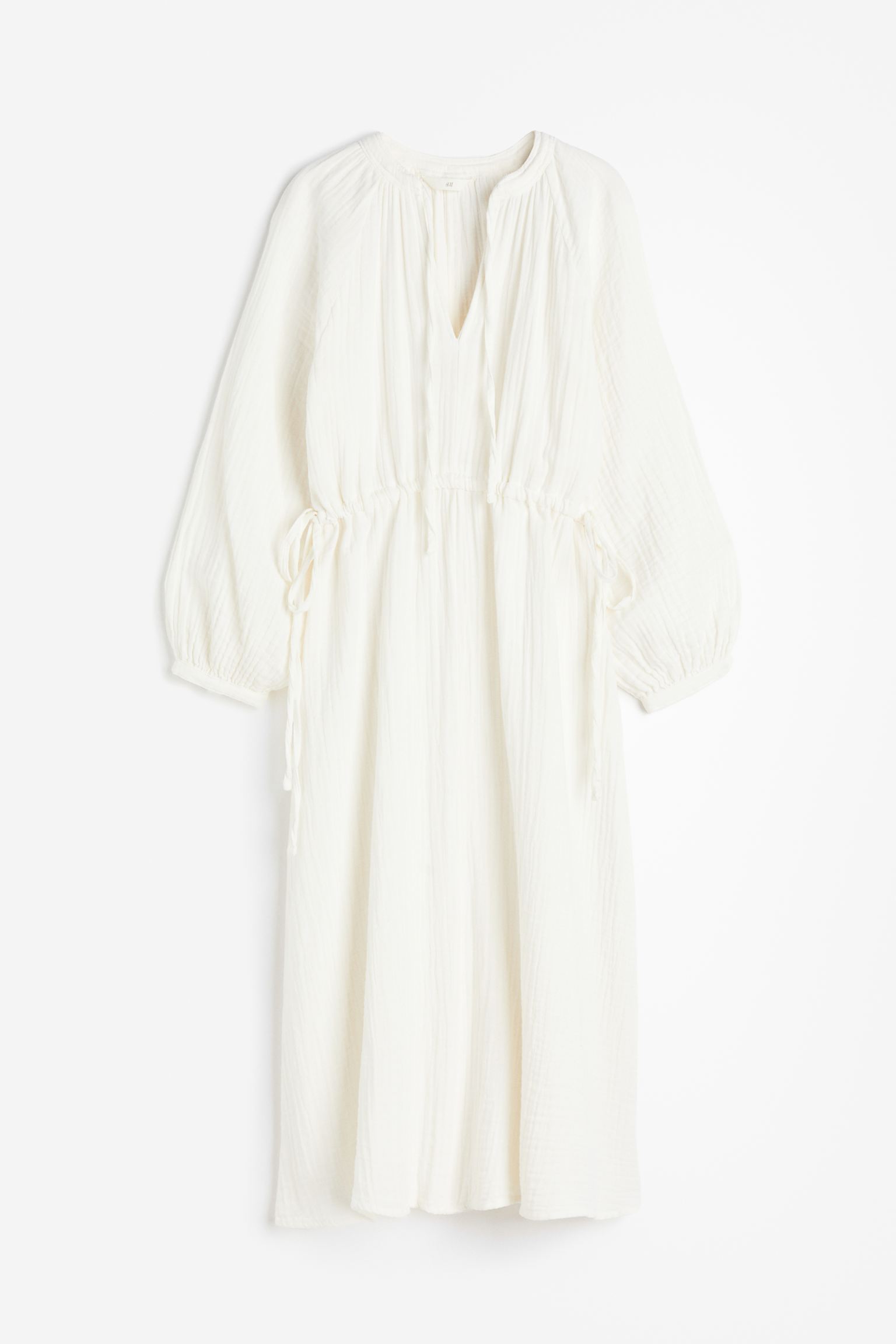 

Tie-detail double-weave cotton dress