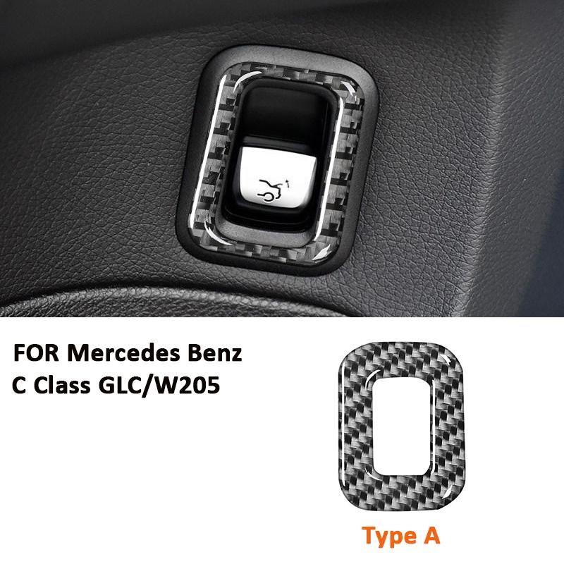 Carbon Fiber Car Rear Trunk Switch Button Panel Trim Frame Decoration Sticker For Mercedes Benz 2016- C Class GLC W205