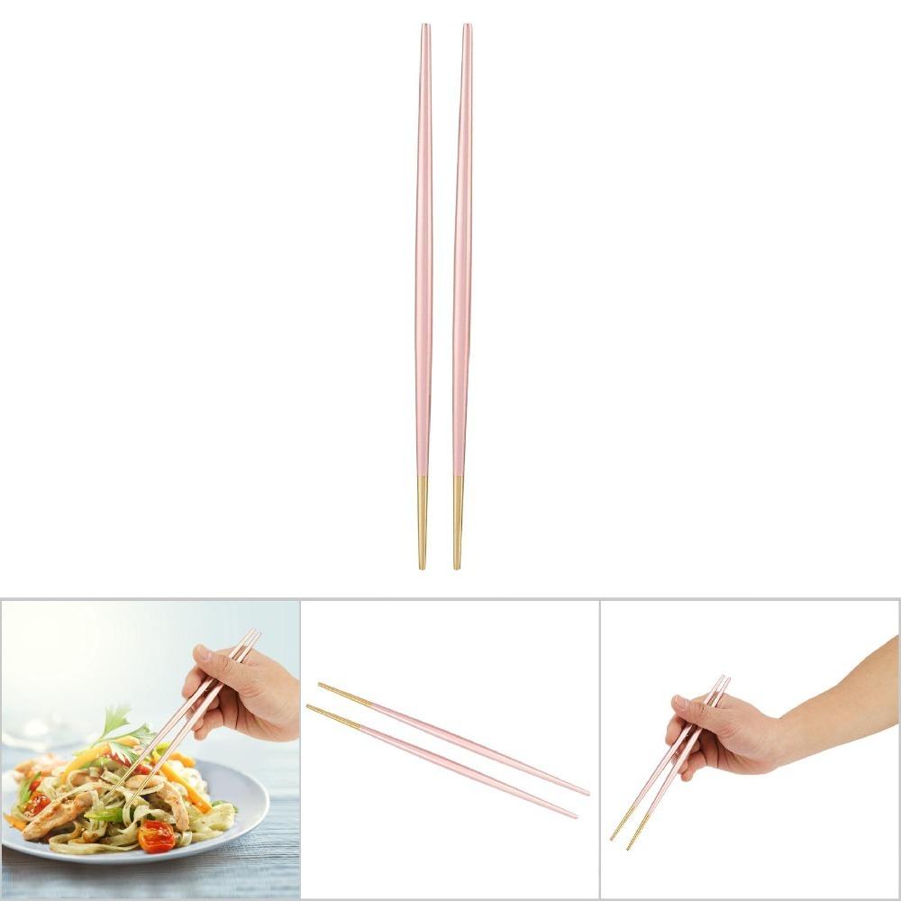 Anti-slip Strip Chopsticks Rustless Steel Dining Chopsticks Food Chopsticks Lunch Box Matching