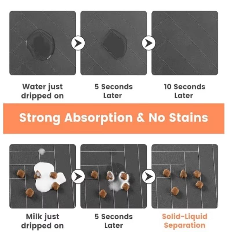 Kleines Kätzchen Bsorbent Futtermatte für Haustiere Wasserdichte Platzmatte für Hunde- und Katzenfutter Wasserabsorbierend Schnelltrocknend Rutschfest